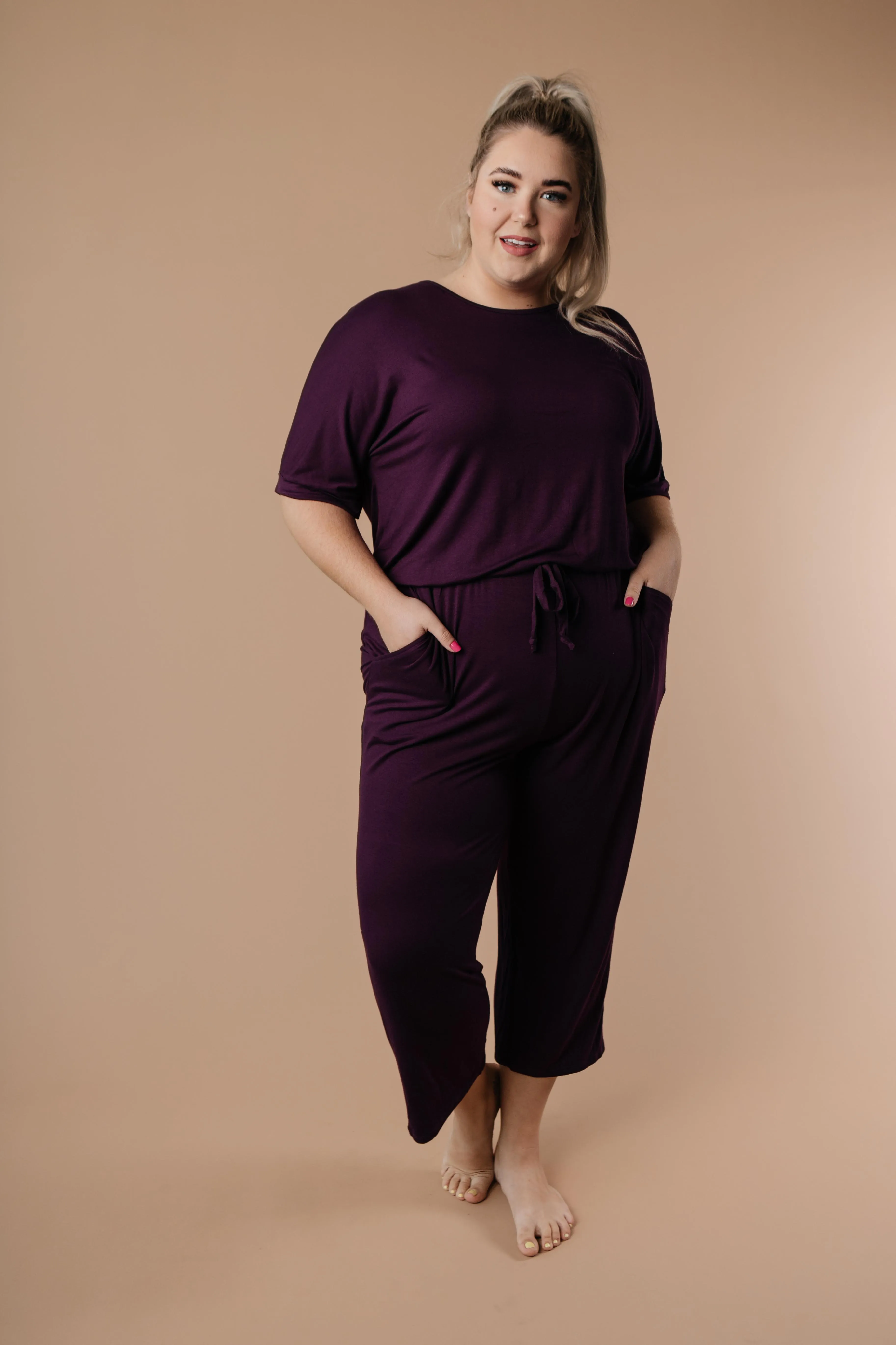 Girl Next Door Jumpsuit In Plum - On Hand