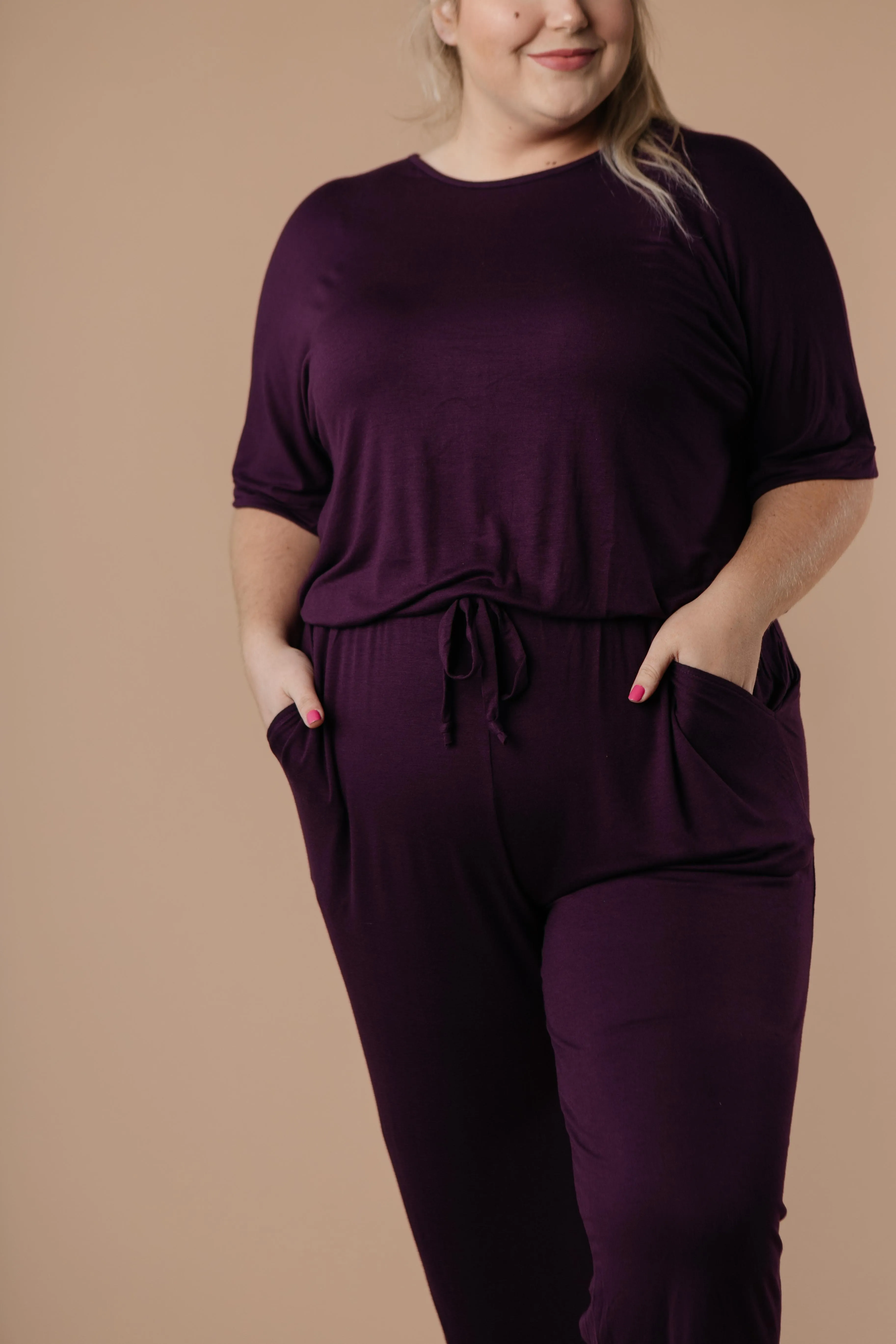 Girl Next Door Jumpsuit In Plum - On Hand