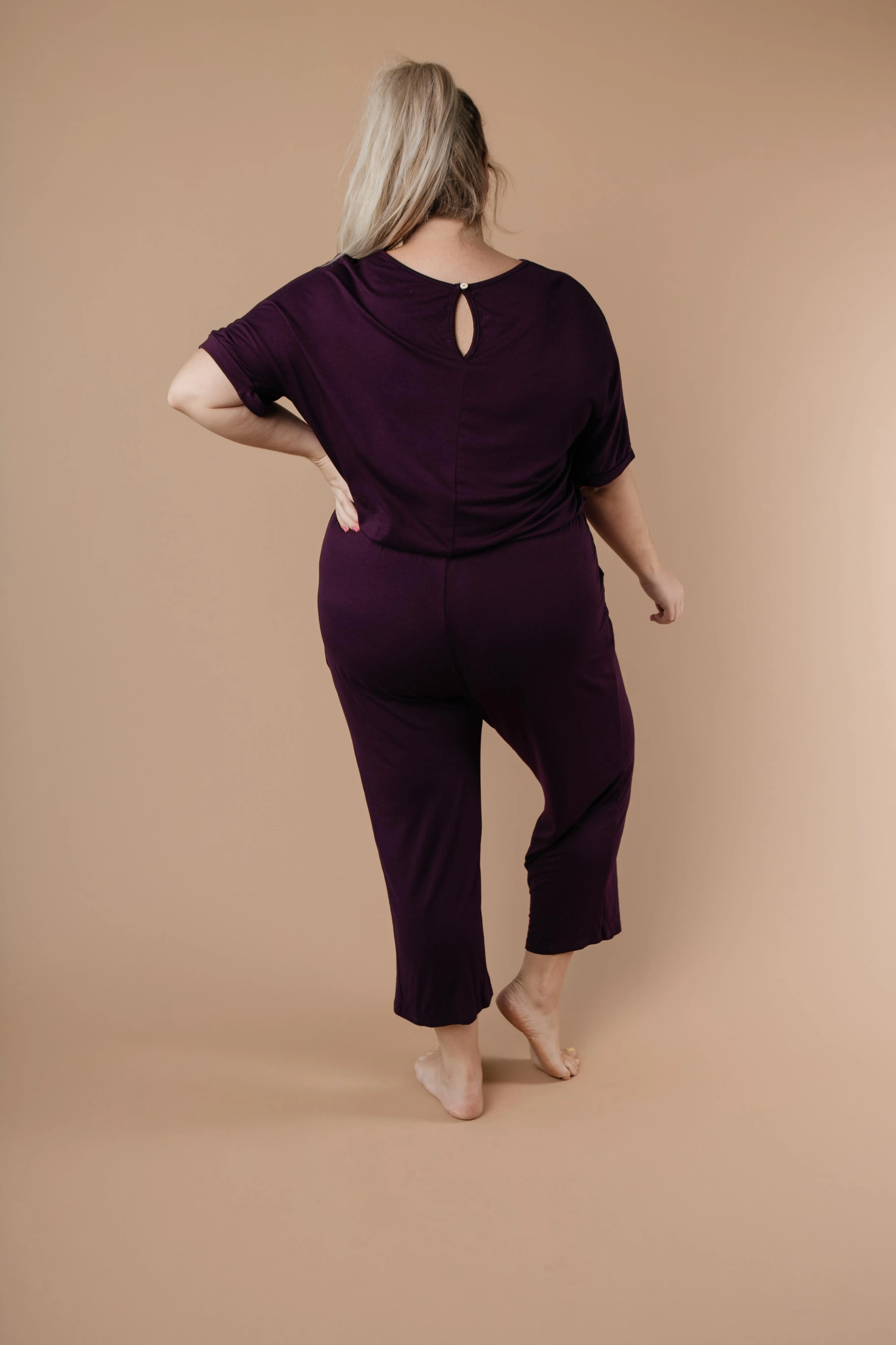 Girl Next Door Jumpsuit In Plum - On Hand