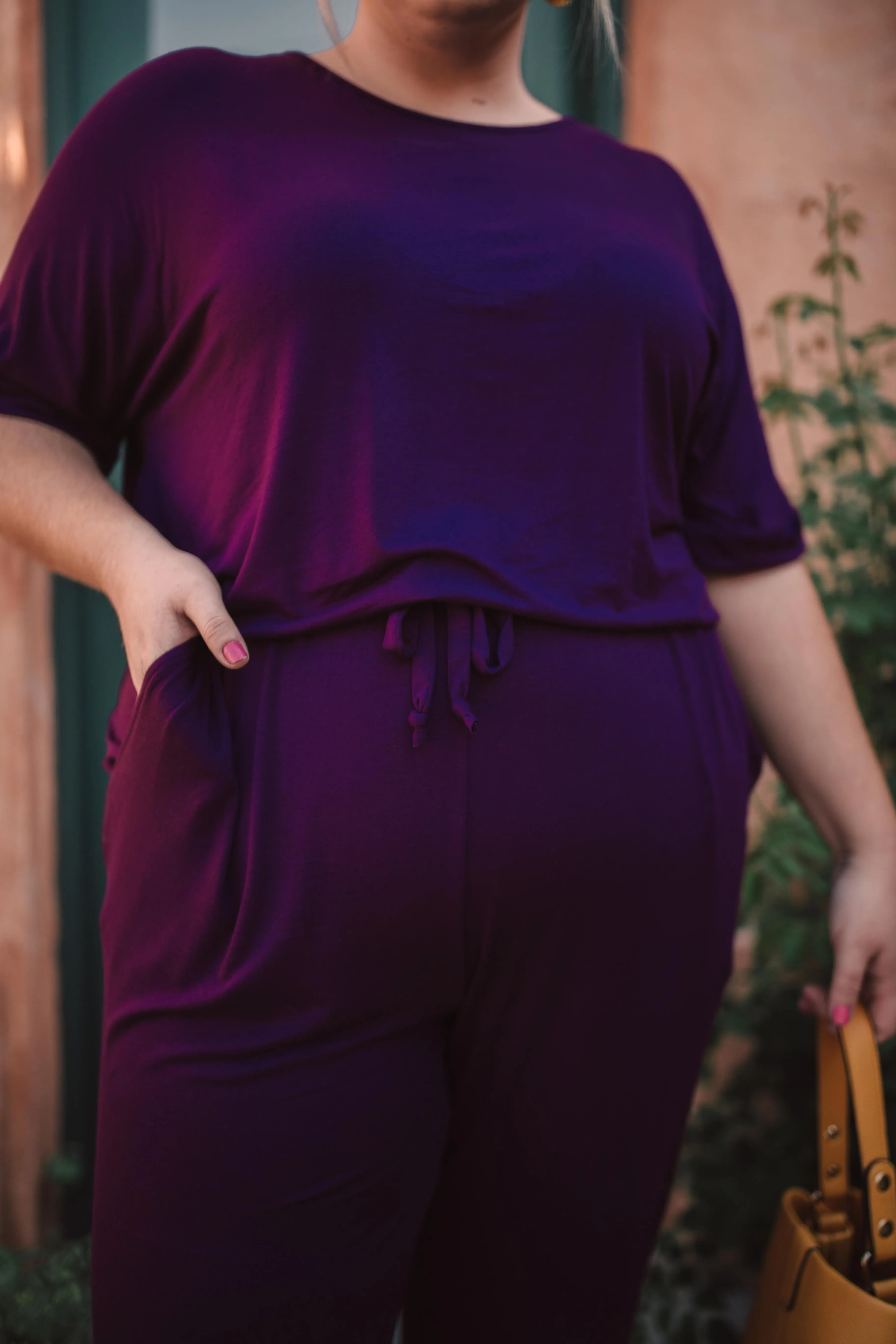 Girl Next Door Jumpsuit In Plum - On Hand