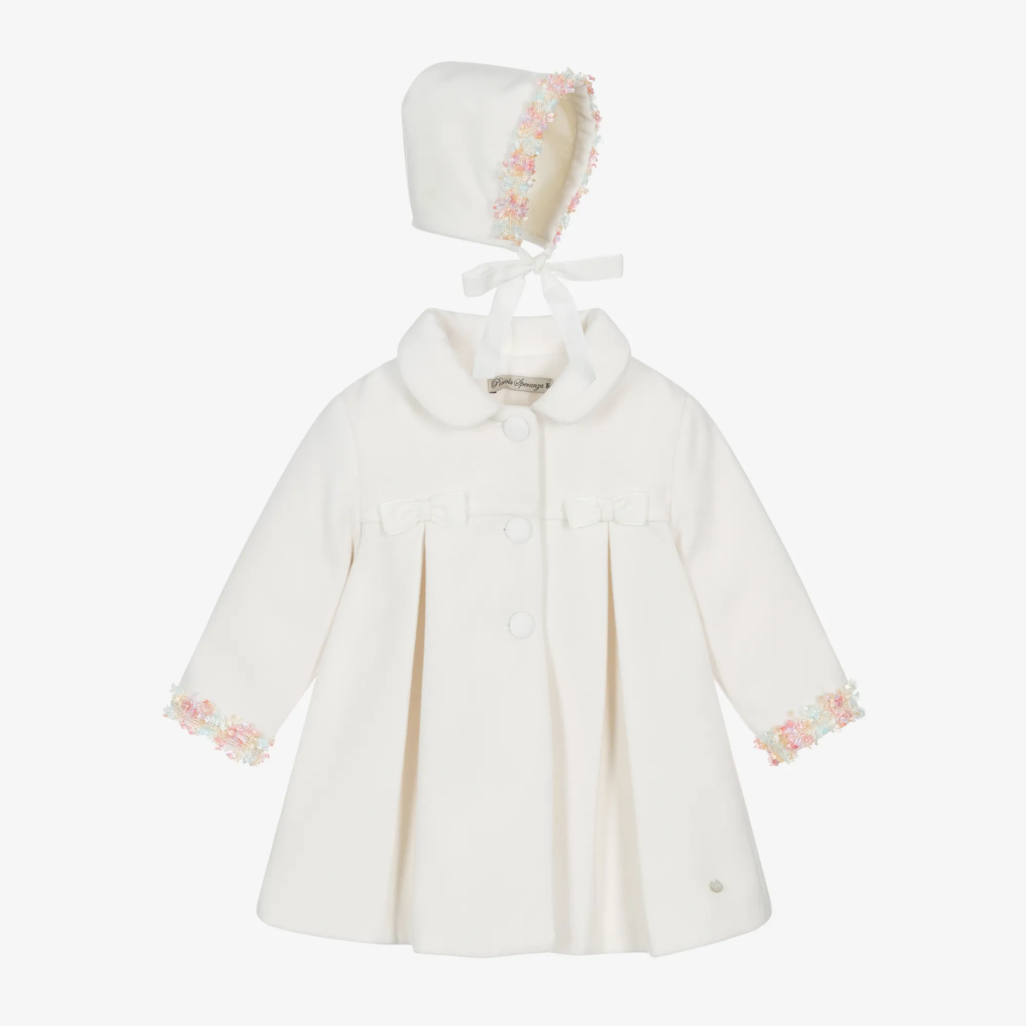 Girls Ivory Coat & Bonnet Set