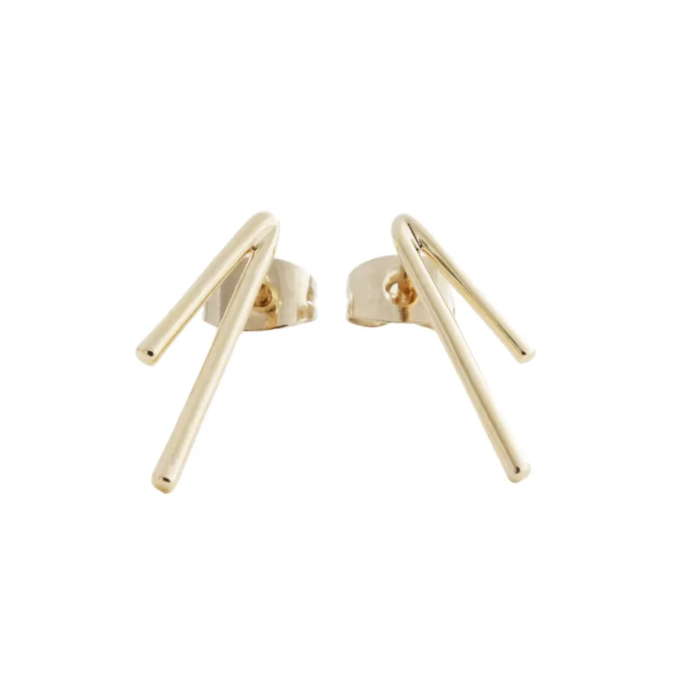 Gold Lucy Bar Stud Earrings