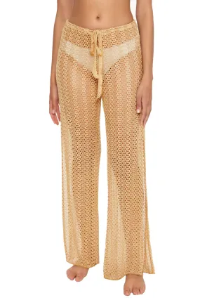 Golden Metallic Crochet Pants