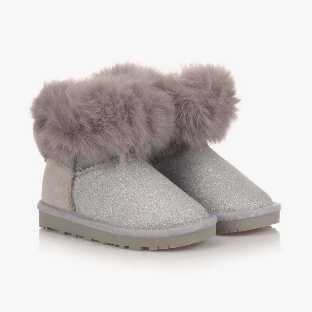 Grey Faux Fur Boots