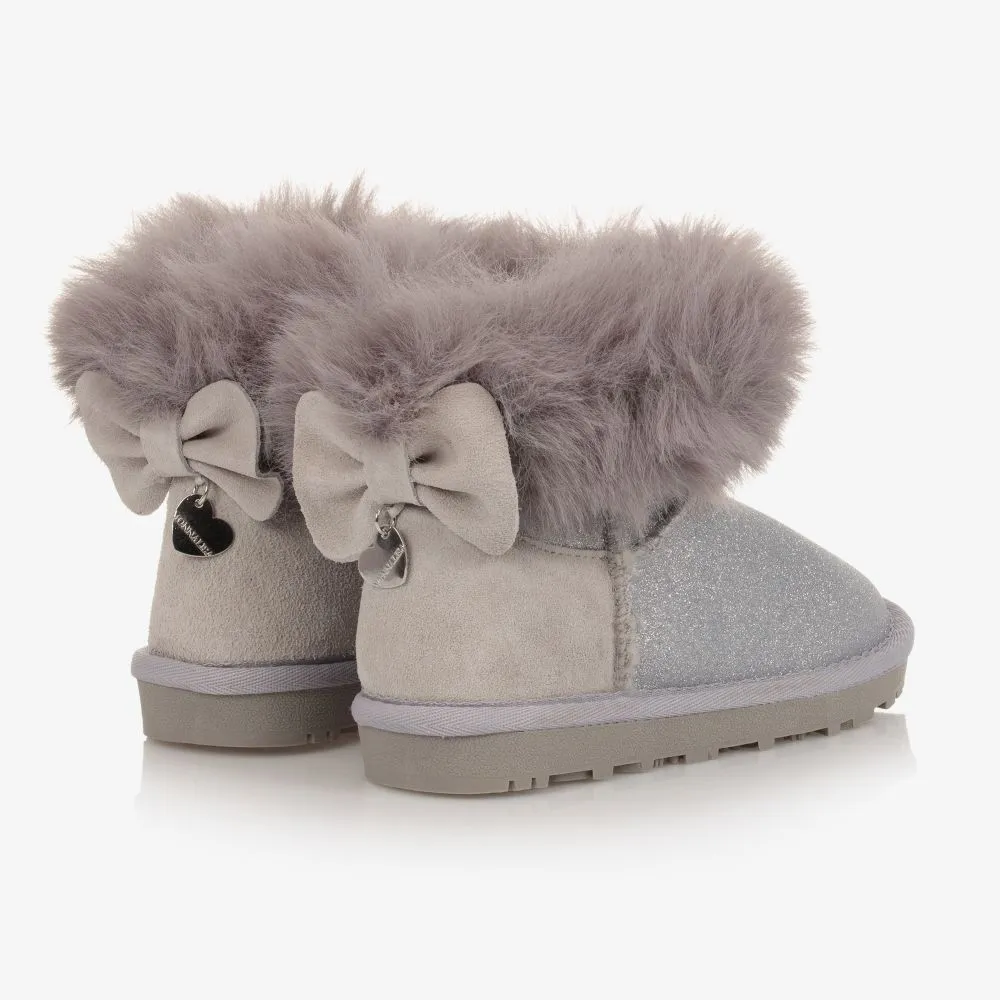 Grey Faux Fur Boots