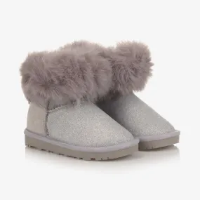 Grey Faux Fur Boots