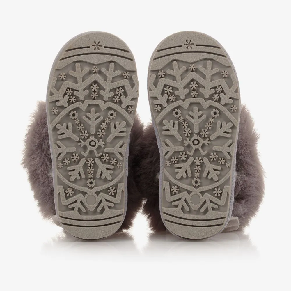 Grey Faux Fur Boots