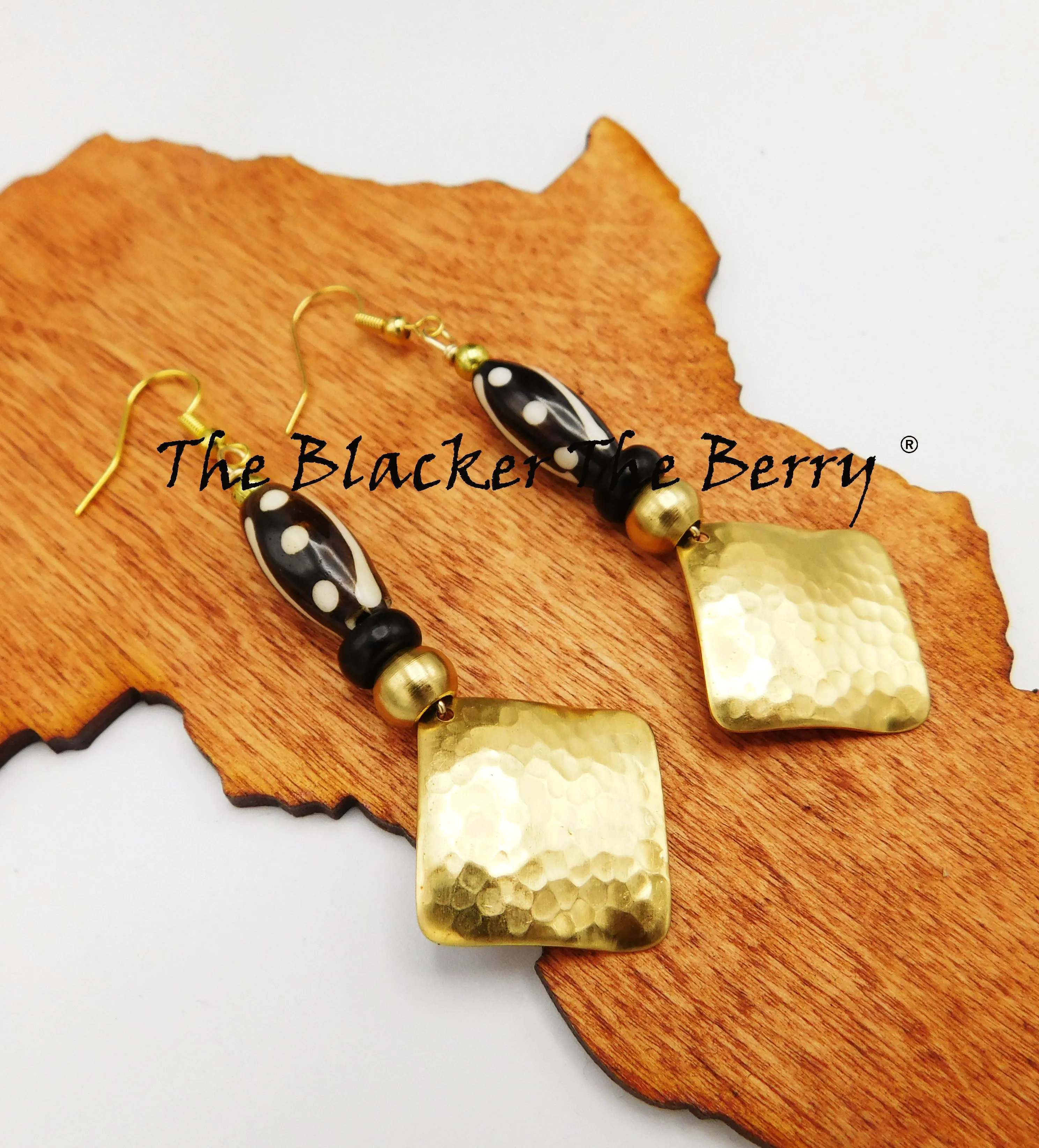 Hammered Earrings Gold Tone Brass Jewelry The Blacker The Berry