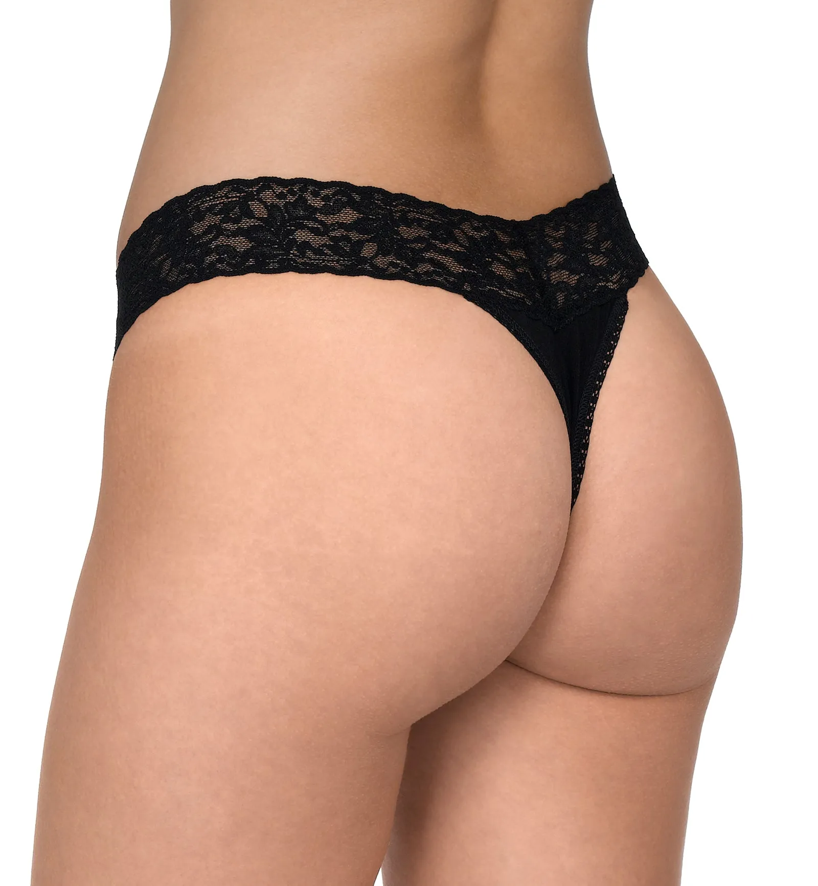 Hanky Panky Cotton Original Rise Thong (891801P) - Black