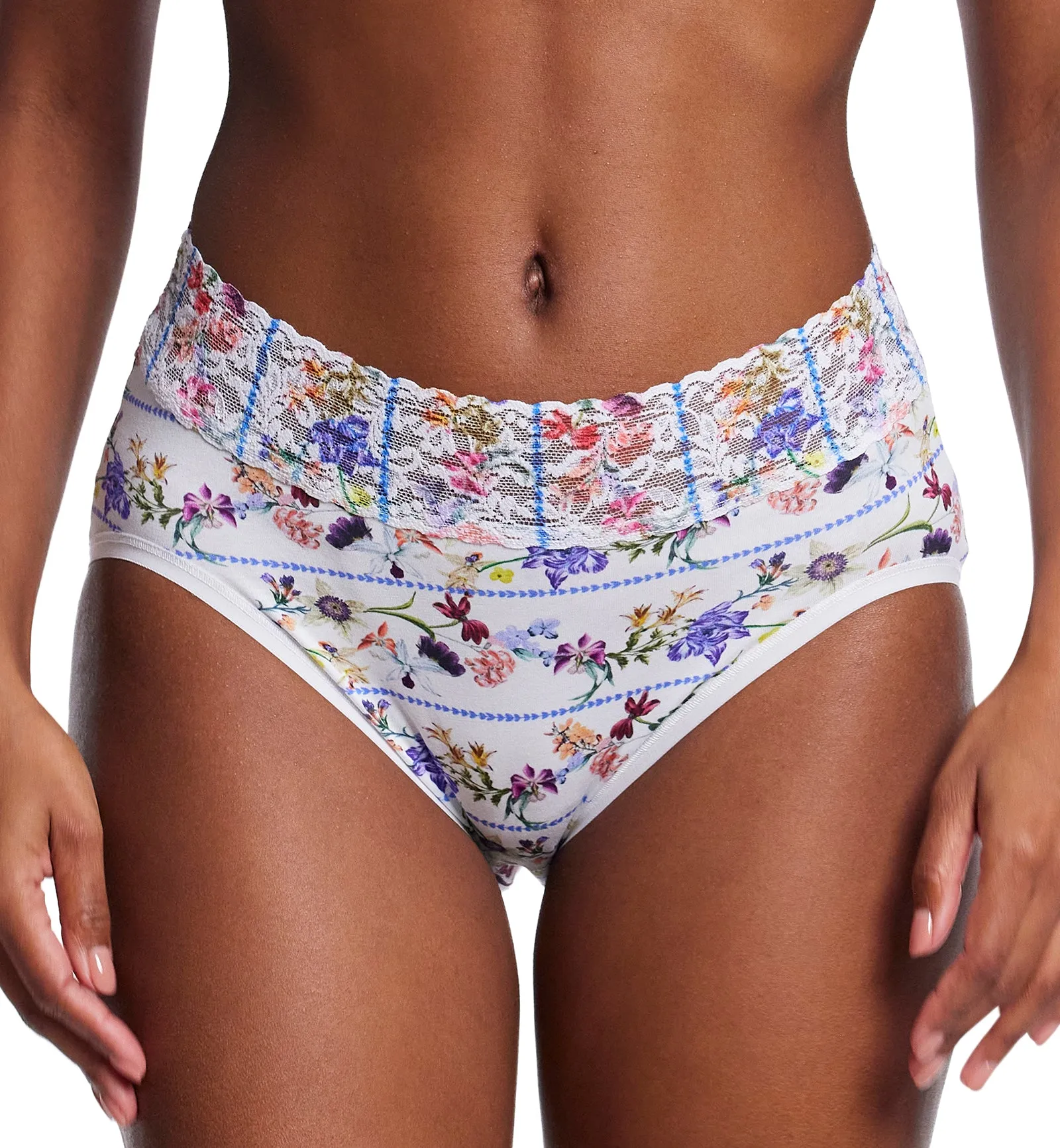 Hanky Panky Supima Cotton Printed French Brief with Lace (PR892461) - Flower Crown