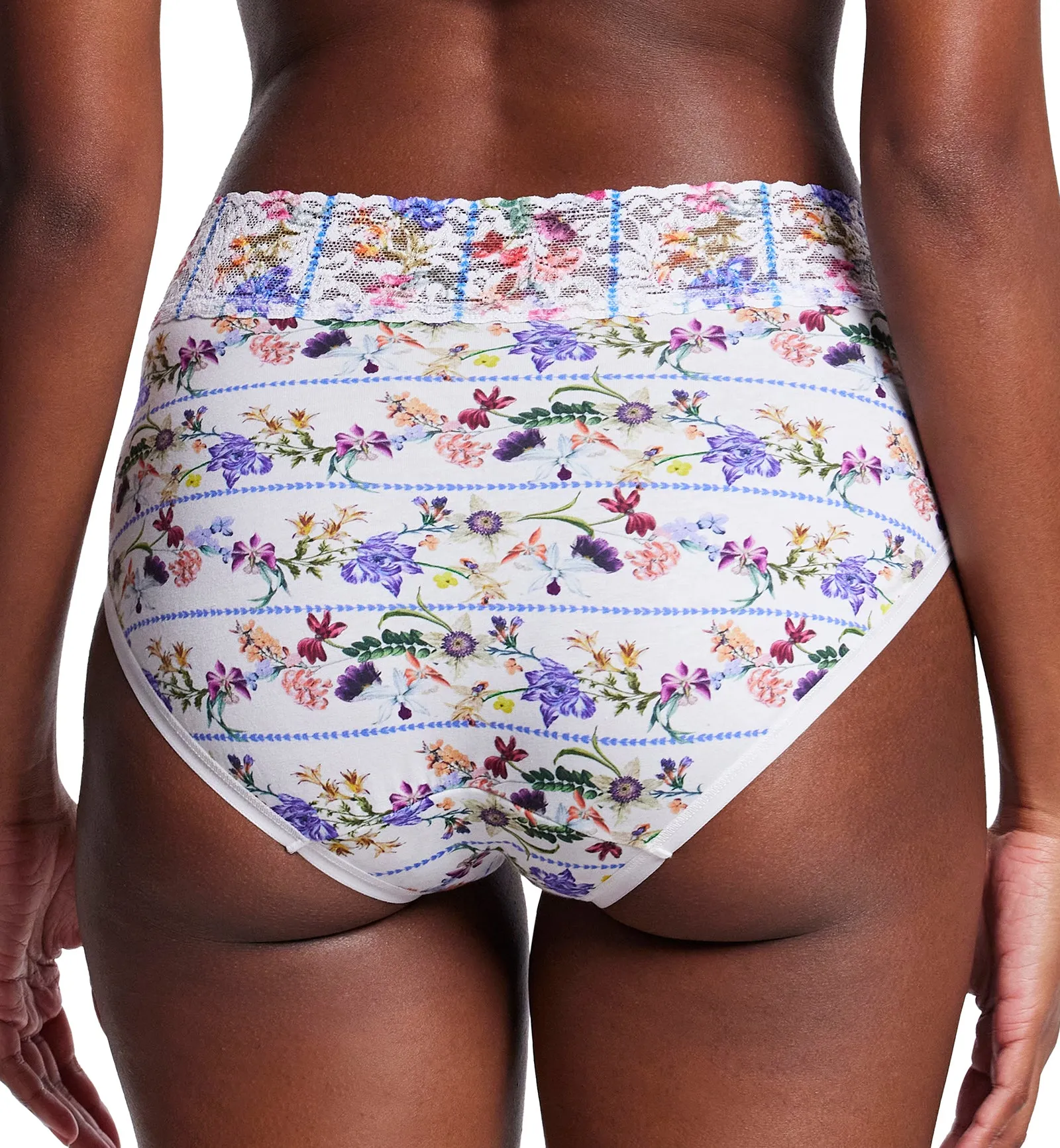 Hanky Panky Supima Cotton Printed French Brief with Lace (PR892461) - Flower Crown