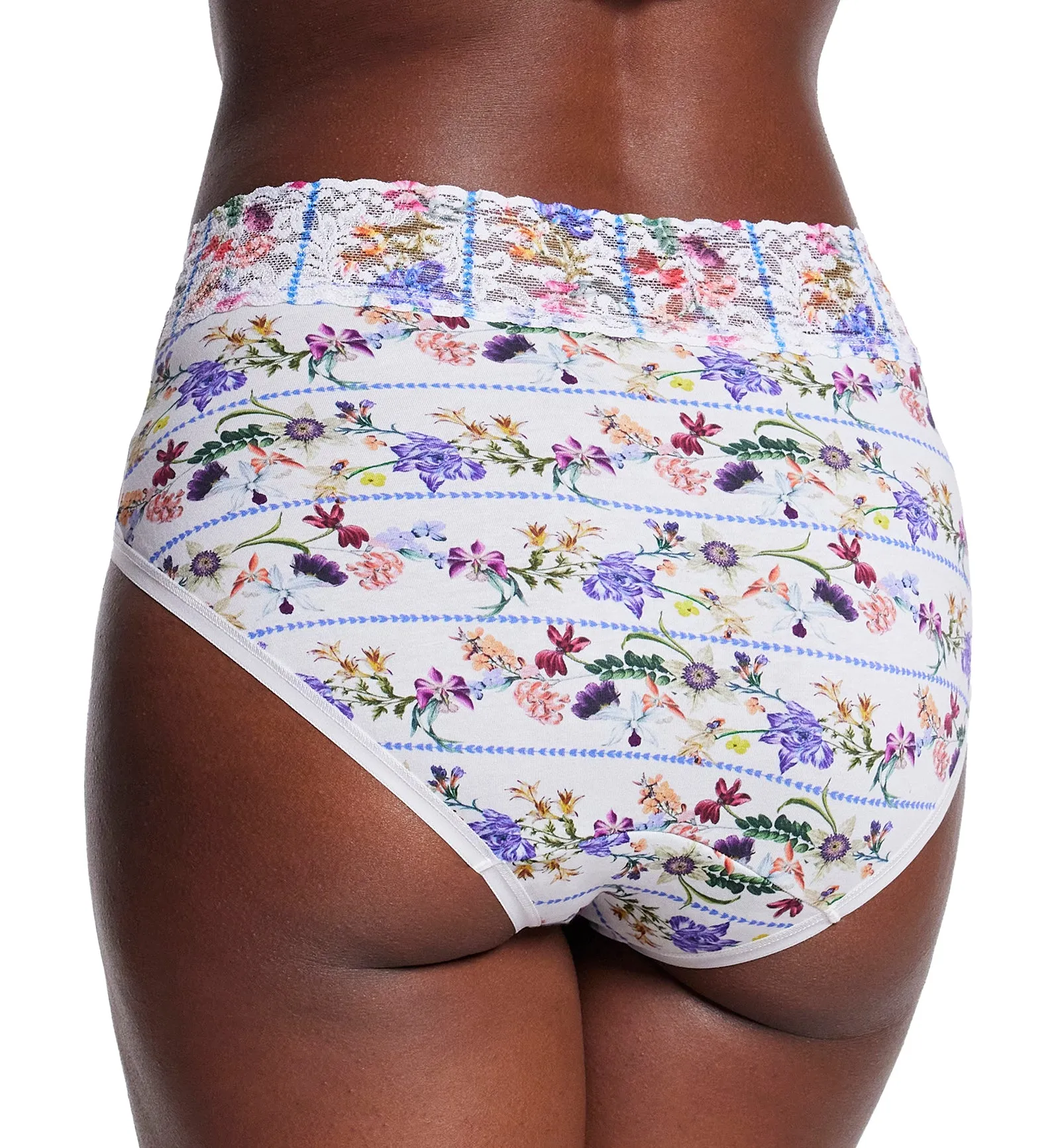 Hanky Panky Supima Cotton Printed French Brief with Lace (PR892461) - Flower Crown