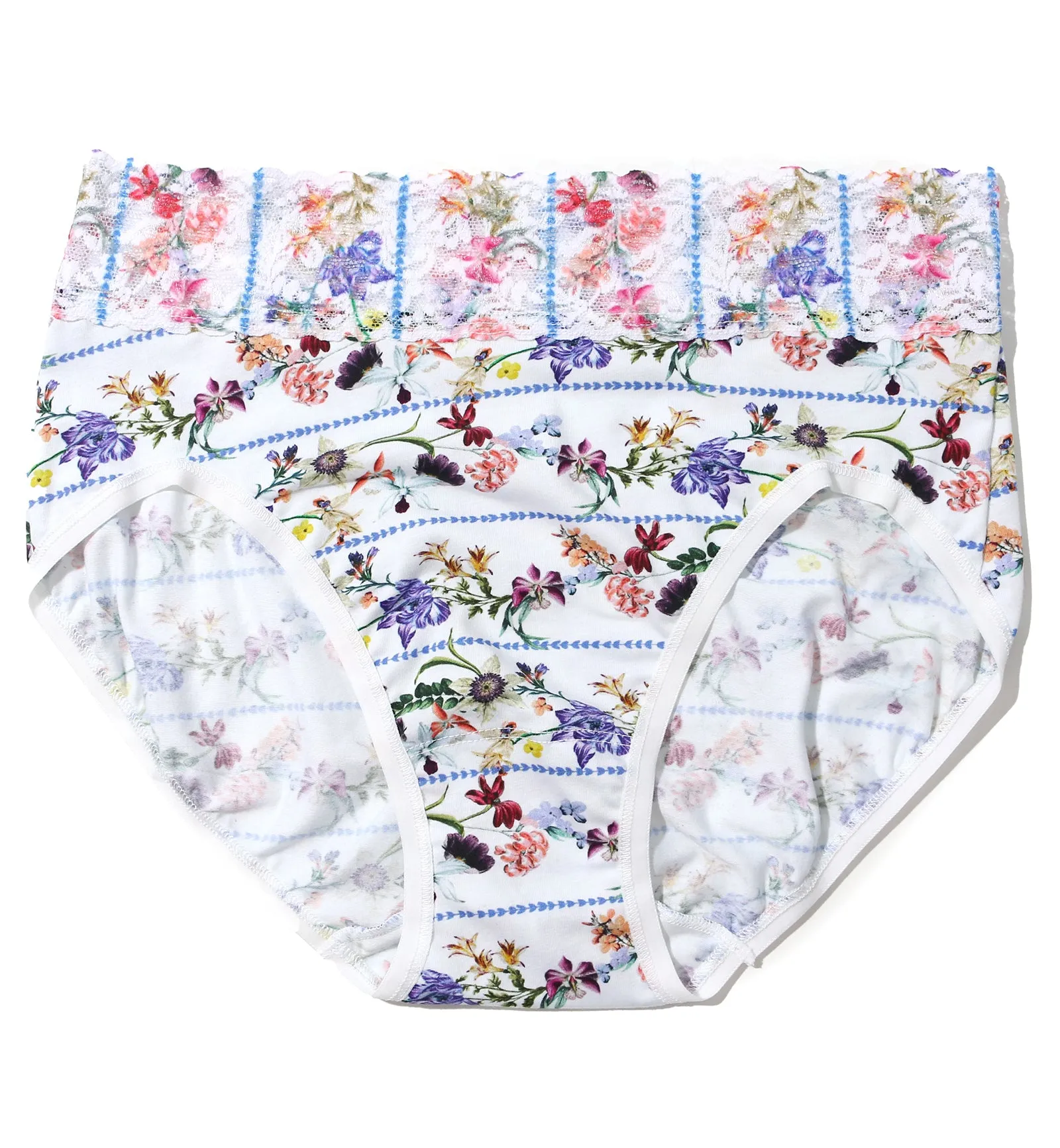 Hanky Panky Supima Cotton Printed French Brief with Lace (PR892461) - Flower Crown