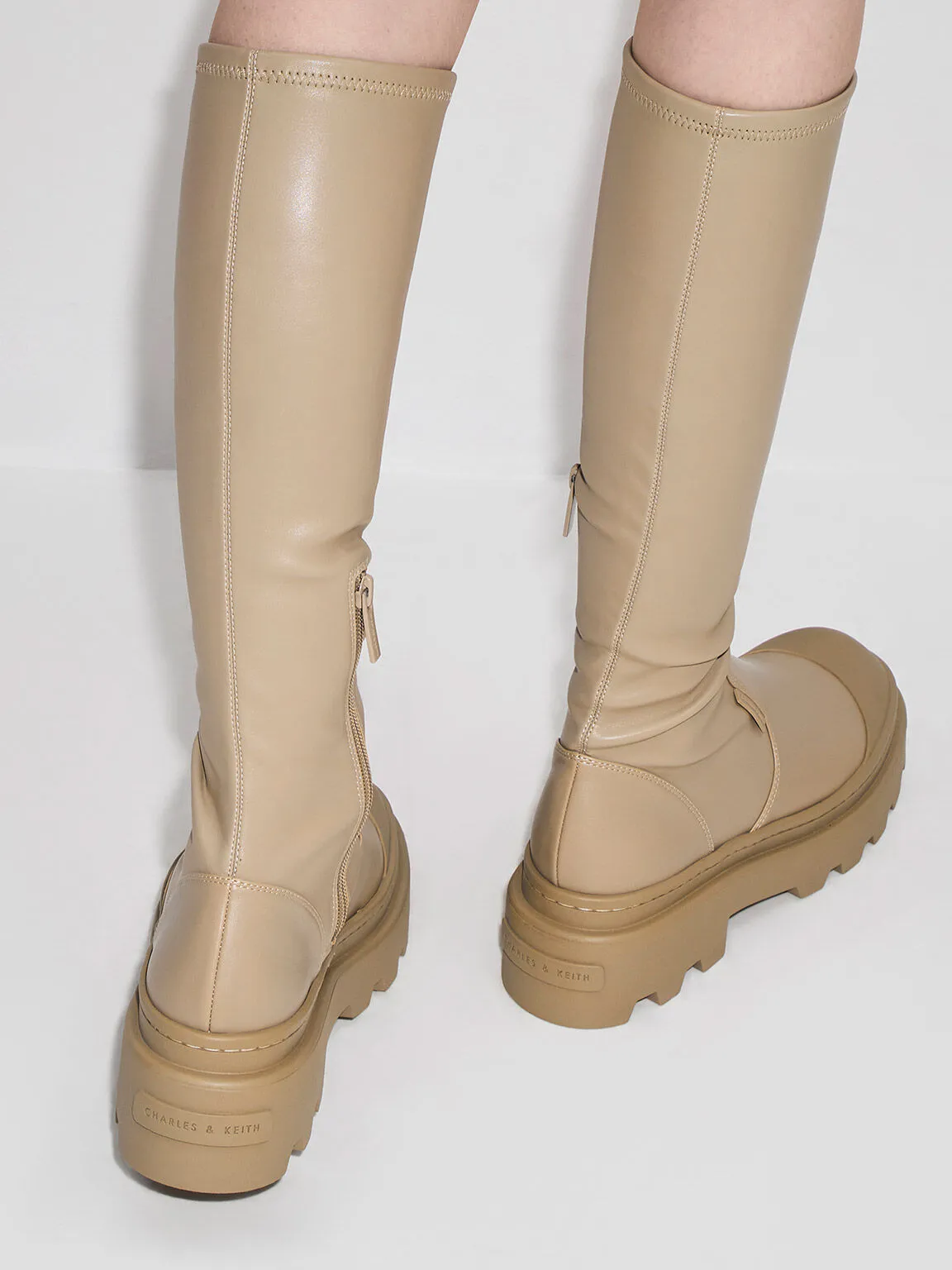 Indra Knee-High Boots - Taupe