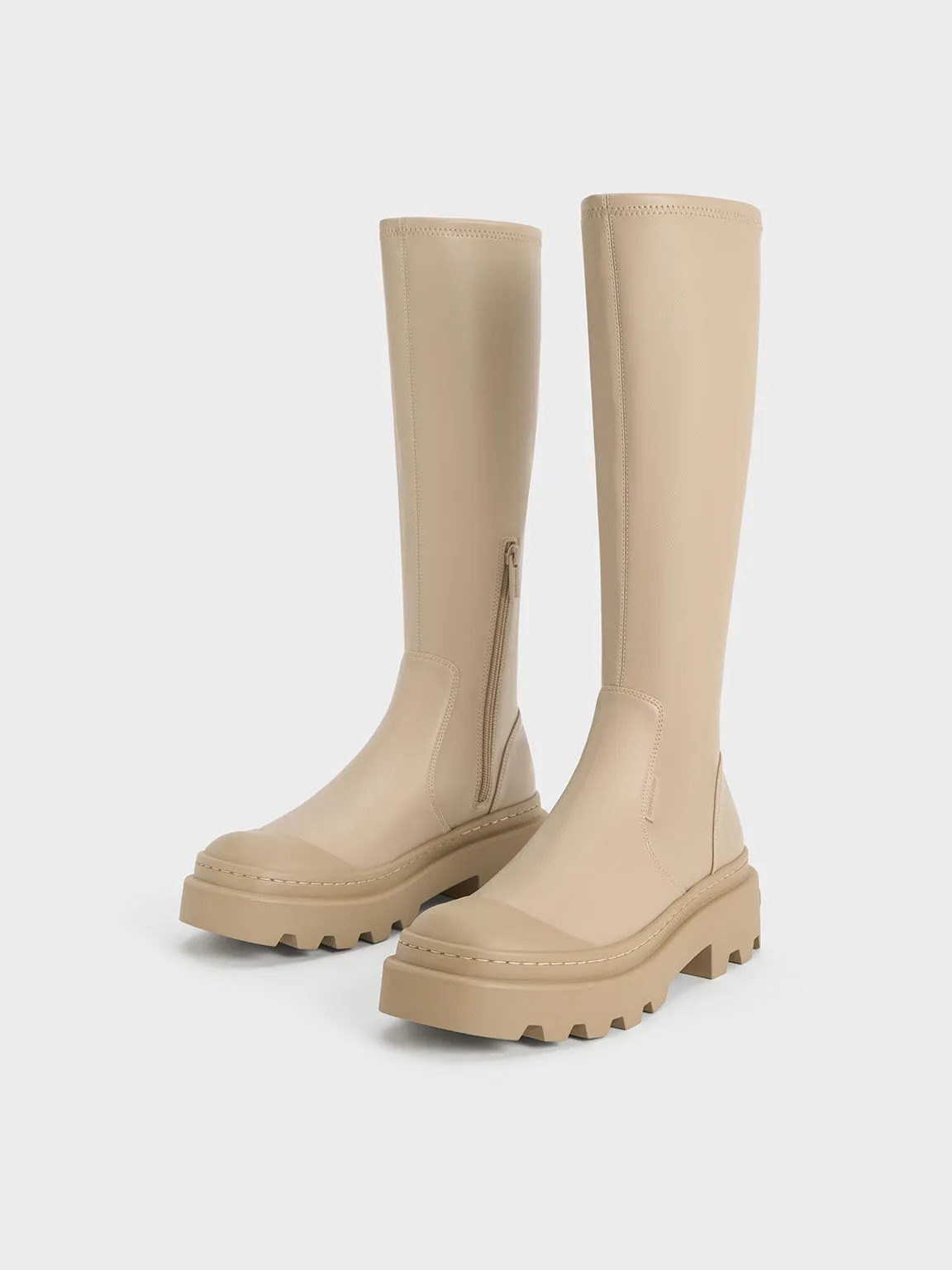 Indra Knee-High Boots - Taupe