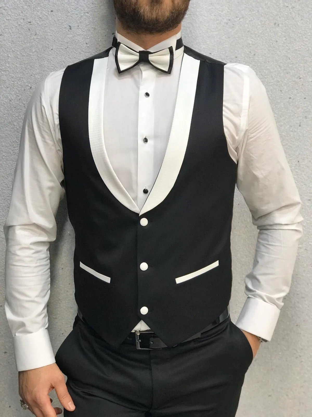 Infinite White Tuxedo with Black Vest