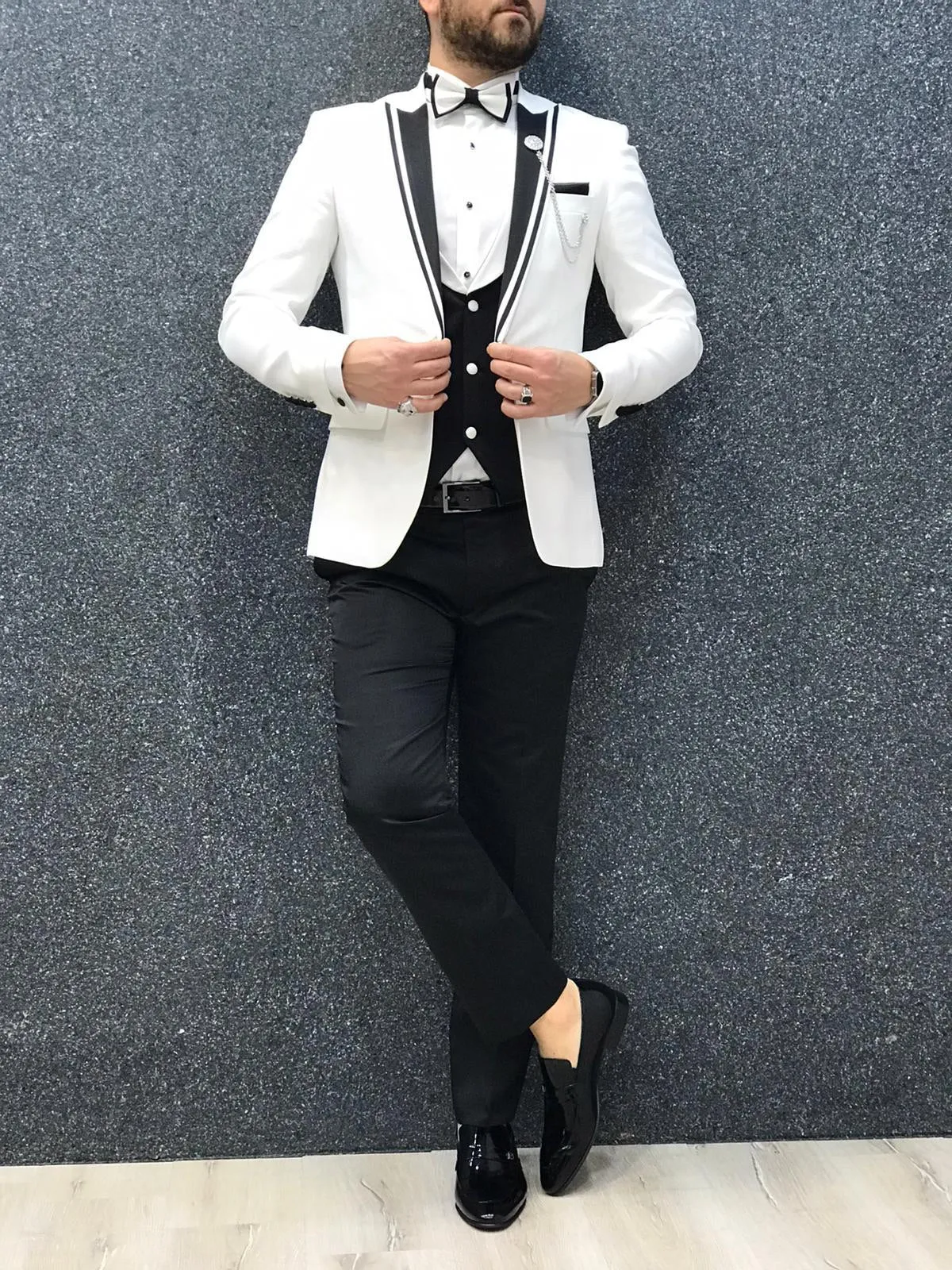 Infinite White Tuxedo with Black Vest