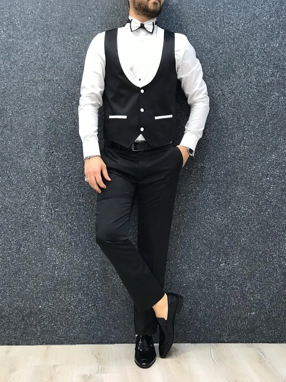 Infinite White Tuxedo with Black Vest