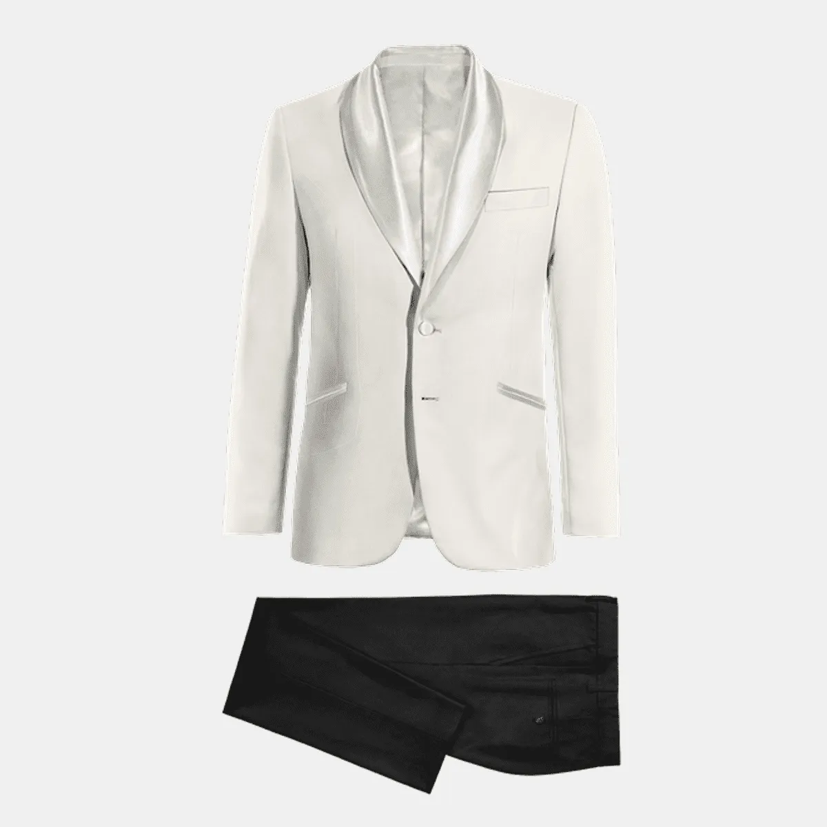 Ivory Tuxedo Jacket with black Trousers