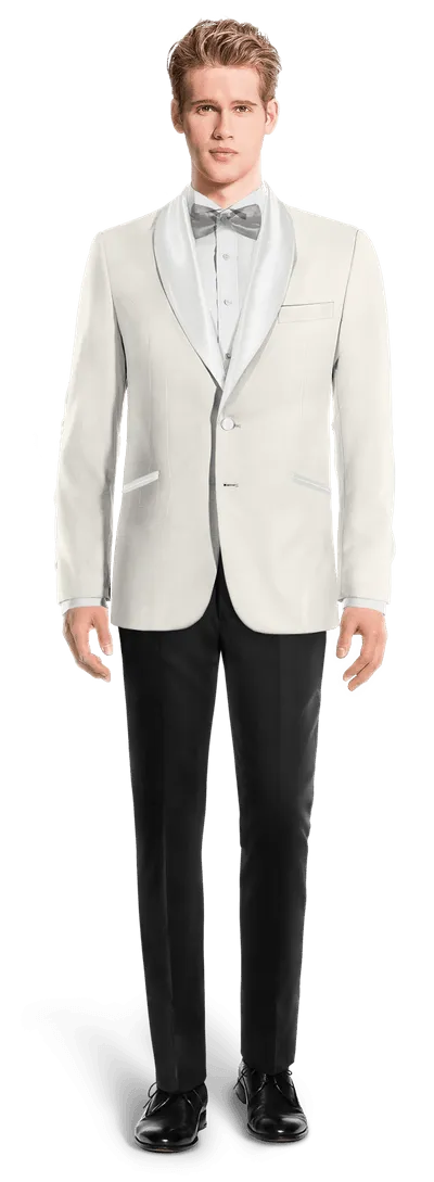 Ivory Tuxedo Jacket with black Trousers