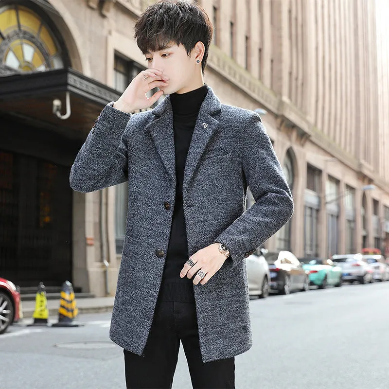 Korean Style Slim Plus Size Woolen Trench Coat