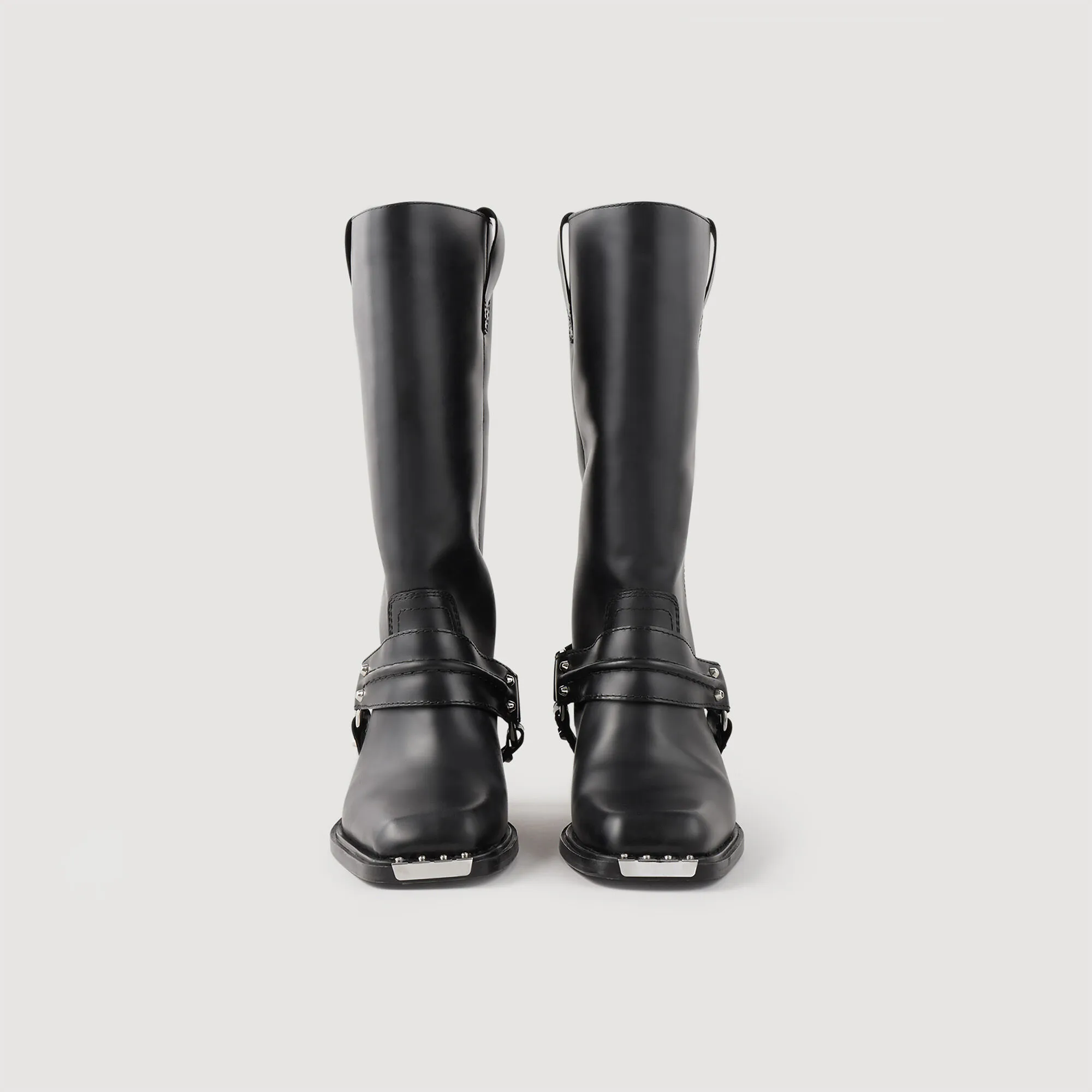 Leather biker boots