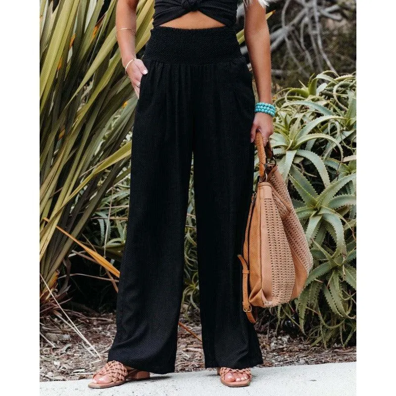 Leisure Wide Leg Cotton and Hemp Loose Pants