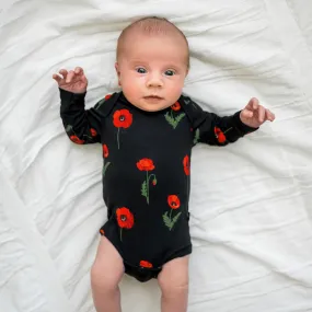 Long Sleeve Bodysuit in Midnight Poppies