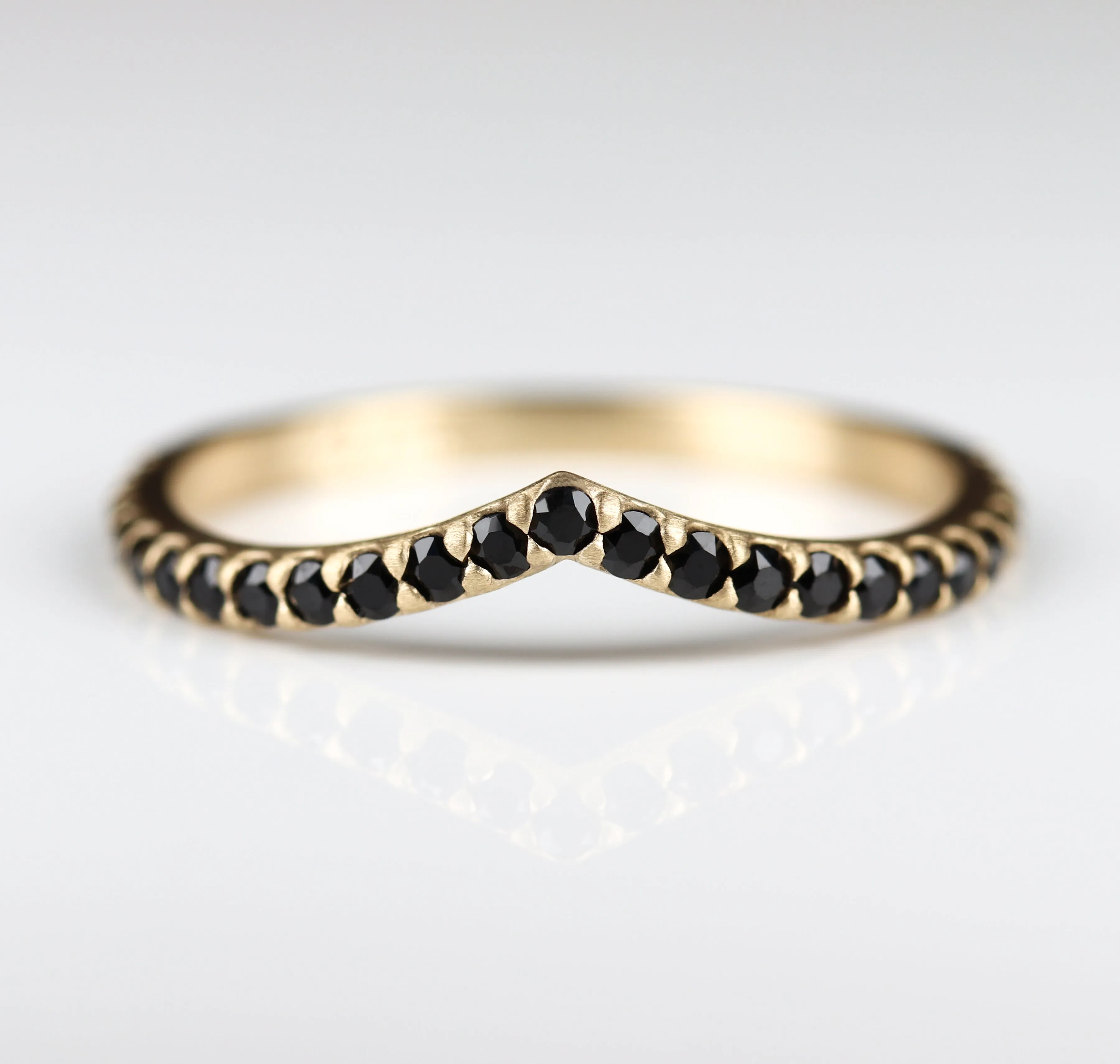 Low Dome Pave V Contour Band with Black Spinel