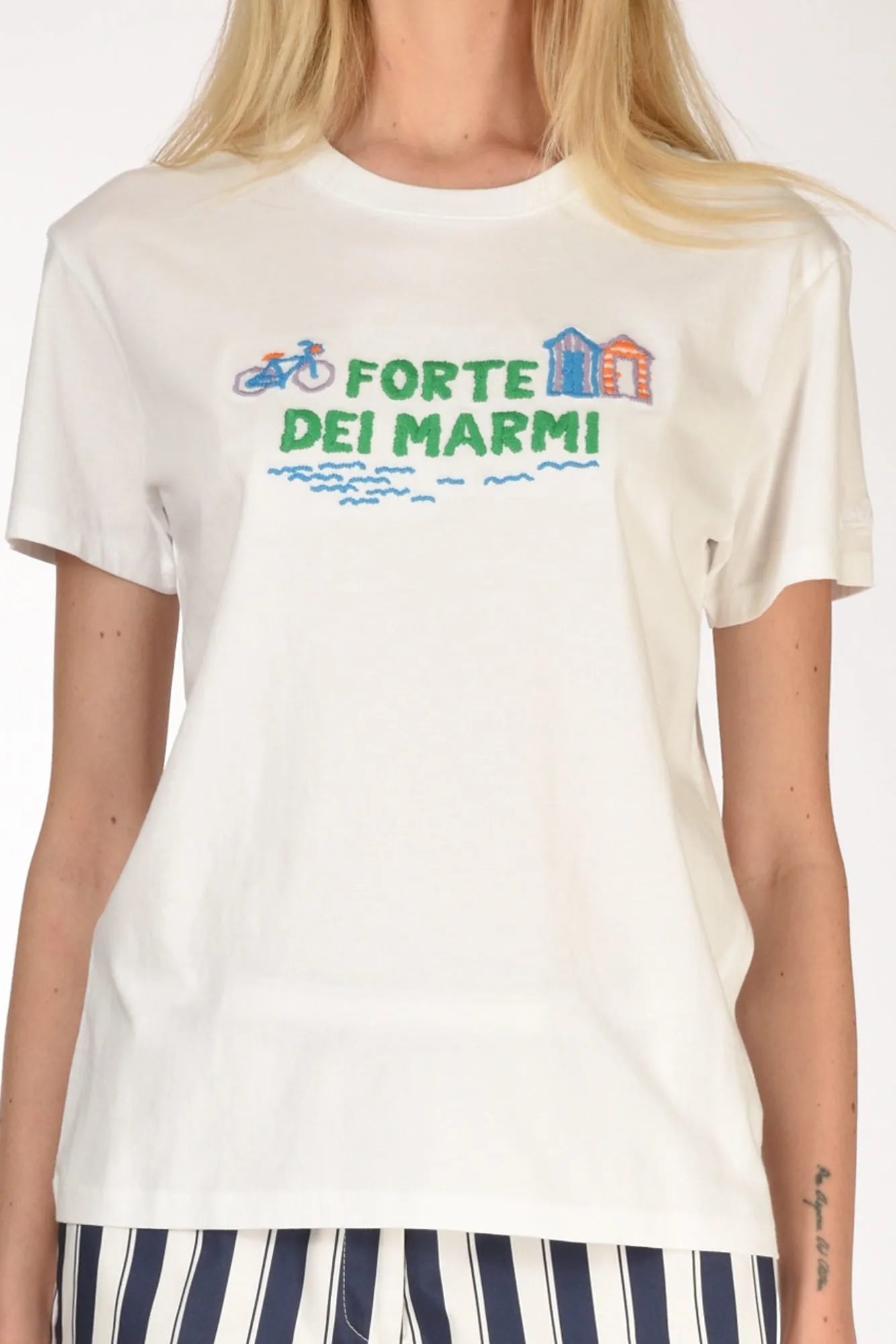 Mc2 Saint Barth Tshirt Scritta Bianco/verde Donna