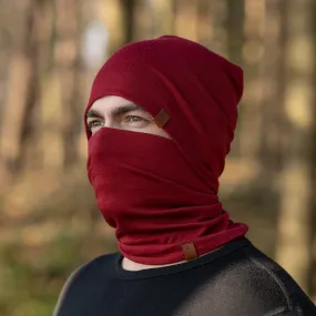 Men's Merino Beanie & Gaiter 2-Piece Royal Cherry