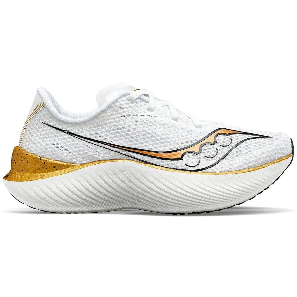 Men's Saucony Endorphin Pro 3, White/Gold, 11 D Medium