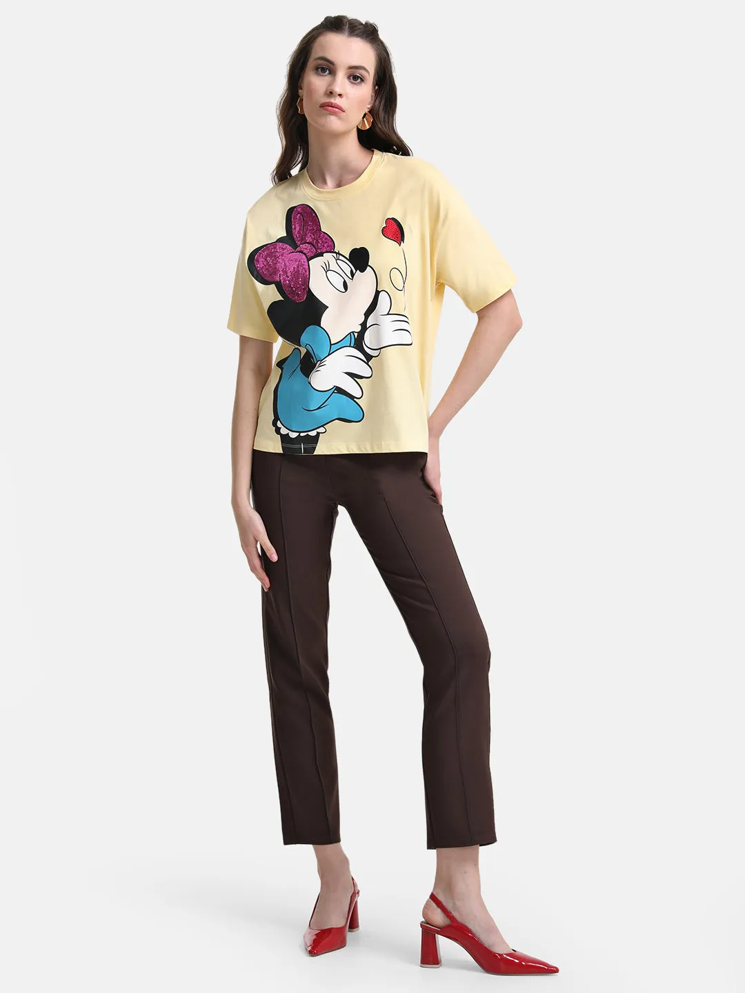 Minnie Graphic Print T-Shirt With Sequin