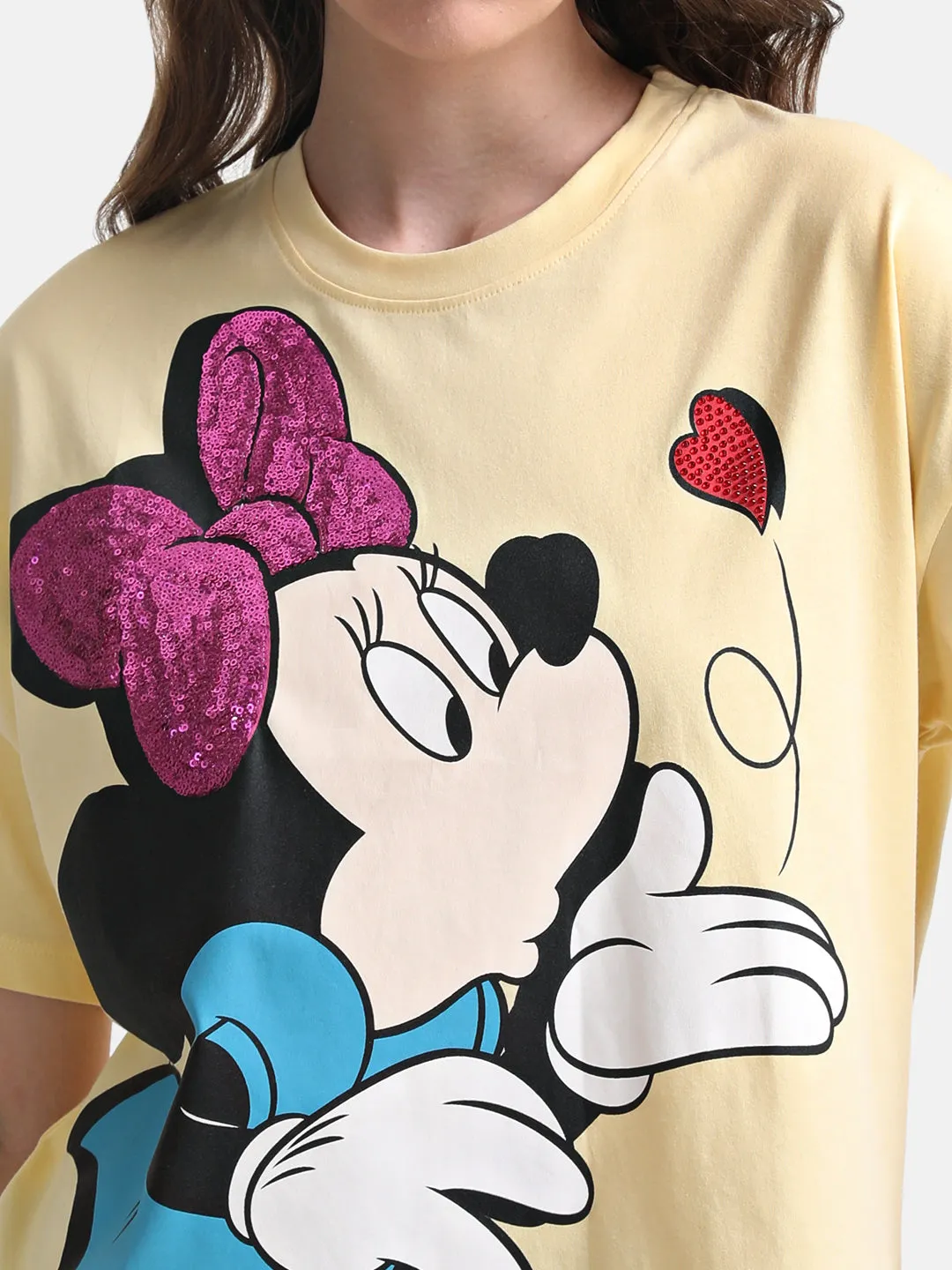 Minnie Graphic Print T-Shirt With Sequin