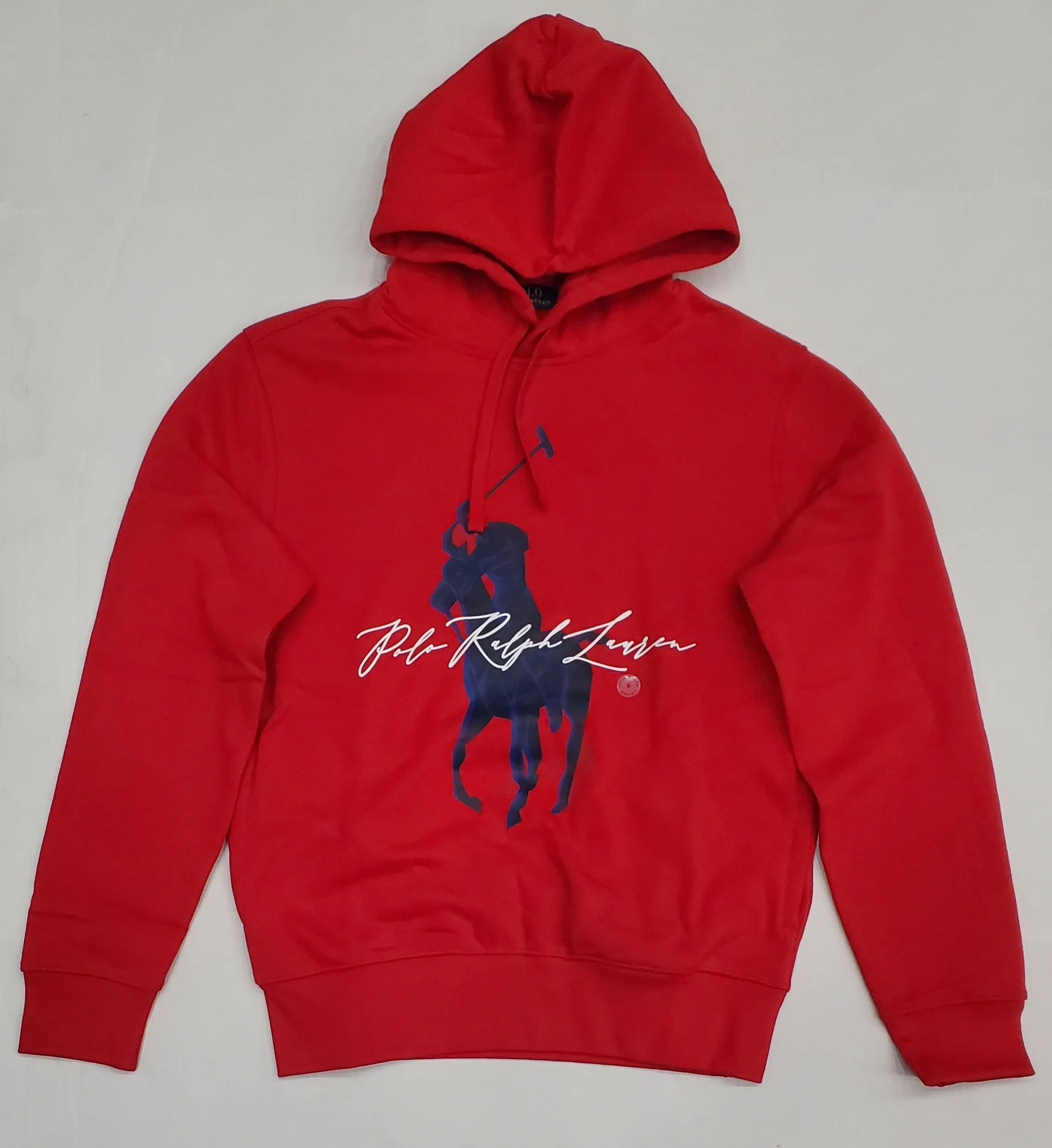 Nwt Polo Ralph Lauren Red/Navy Big Pony Script Fleece Hoodie