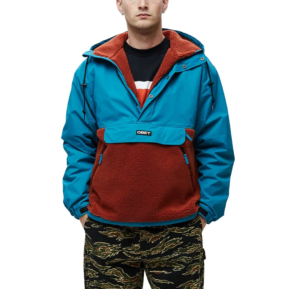 OBEY SPLITS SHERPA ANORAK JACKET // PURE TEAL MULTI