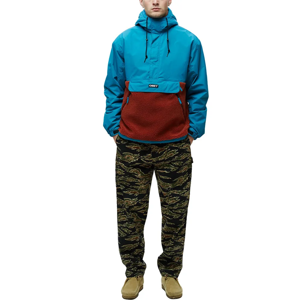 OBEY SPLITS SHERPA ANORAK JACKET // PURE TEAL MULTI