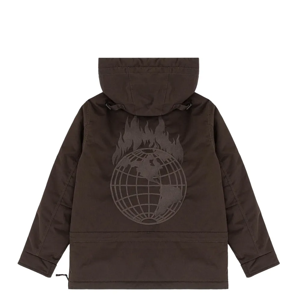 OBEY X NAPAPIJRI DONT JUST WATCH IT BURN SKIDOO JACKET // DARK BROWN