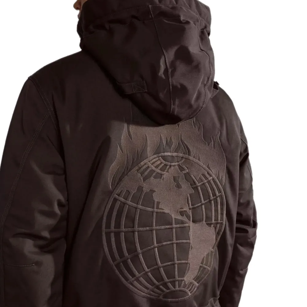 OBEY X NAPAPIJRI DONT JUST WATCH IT BURN SKIDOO JACKET // DARK BROWN