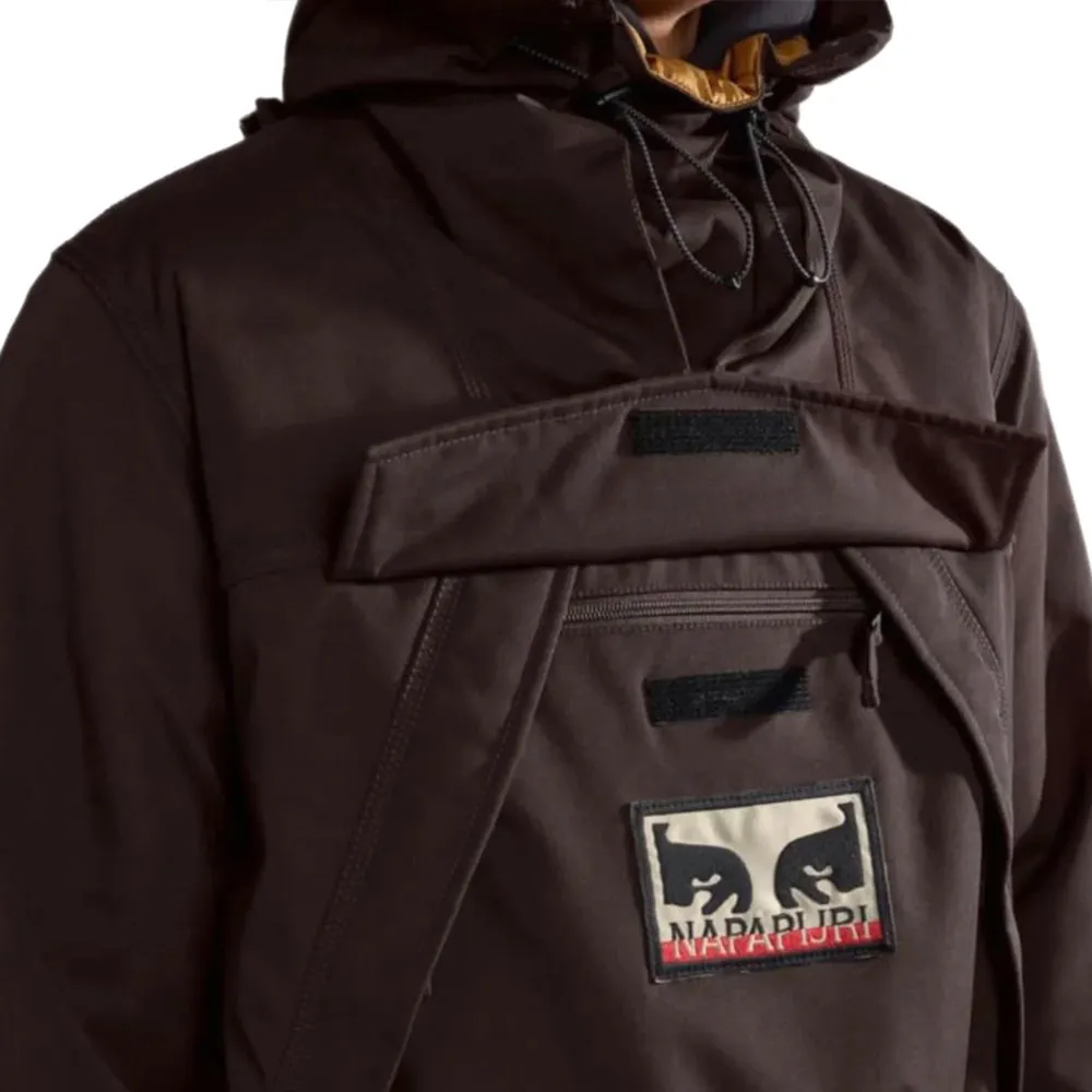 OBEY X NAPAPIJRI DONT JUST WATCH IT BURN SKIDOO JACKET // DARK BROWN