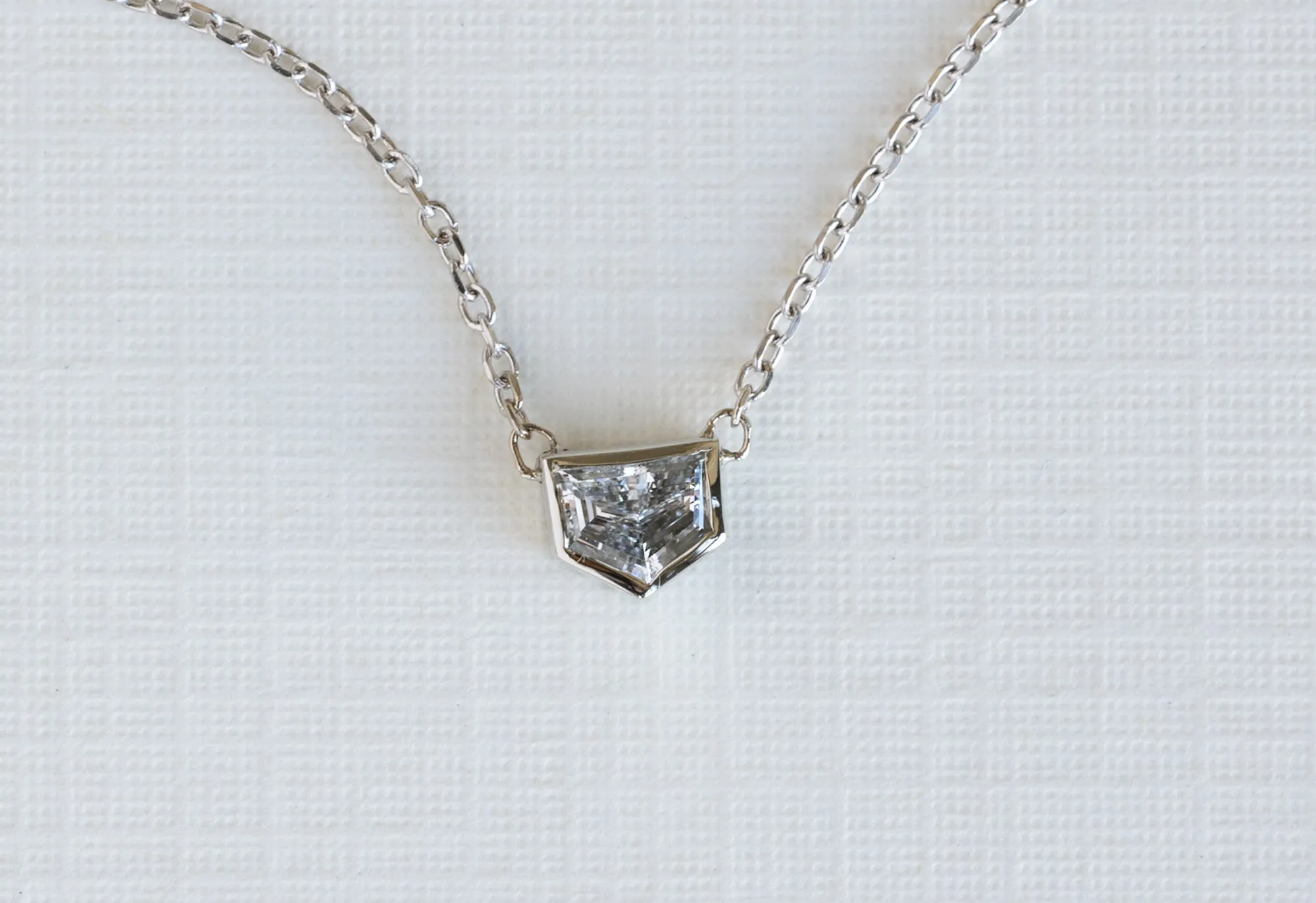 One of a Kind Custom Geometric White Diamond Necklace