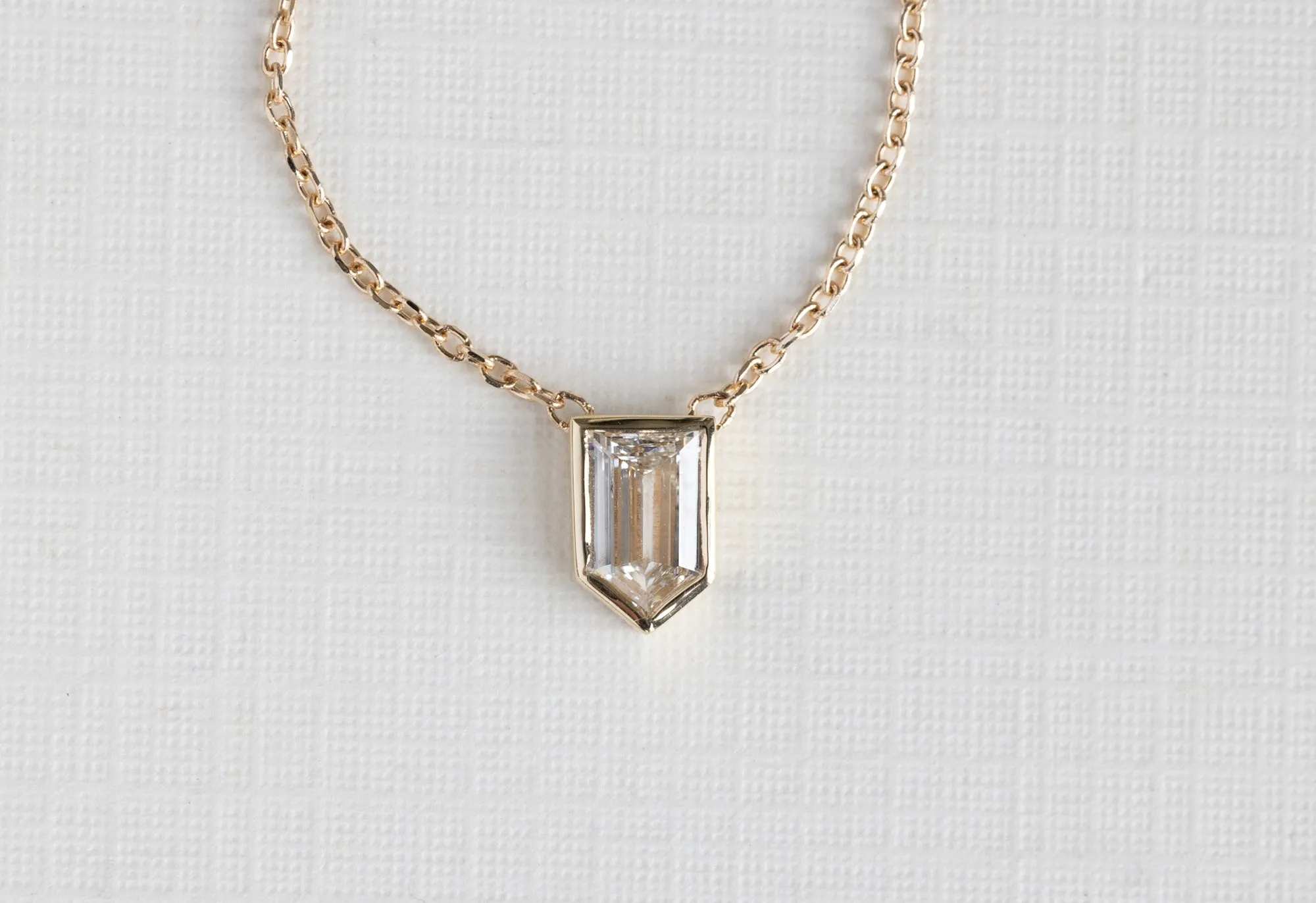 One of a Kind Custom Geometric White Diamond Necklace