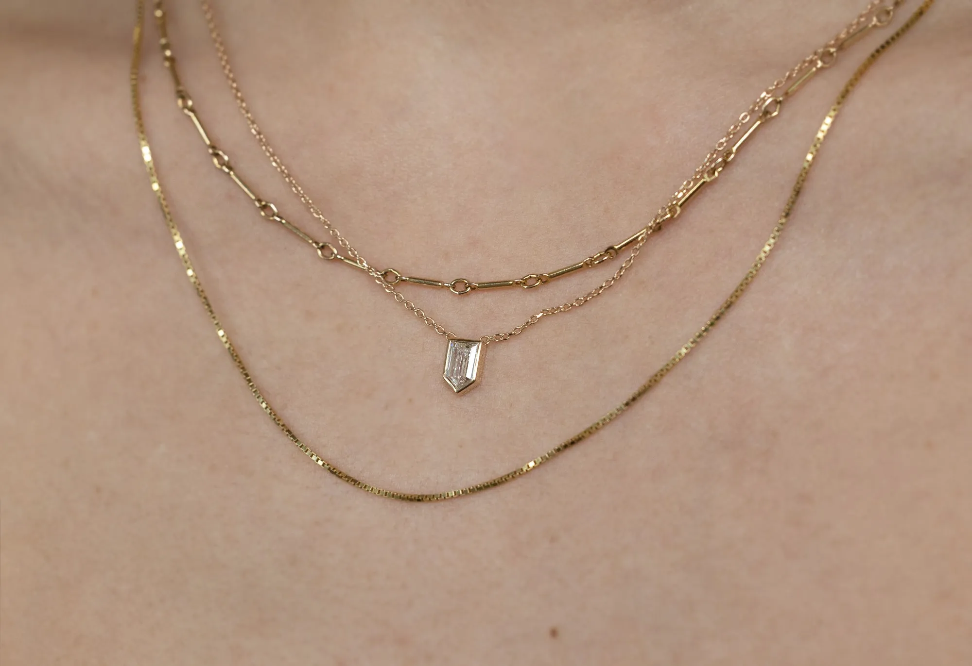 One of a Kind Custom Geometric White Diamond Necklace