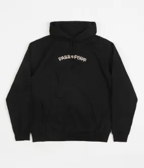 Pass Port Sham Embroidery Hoodie - Black