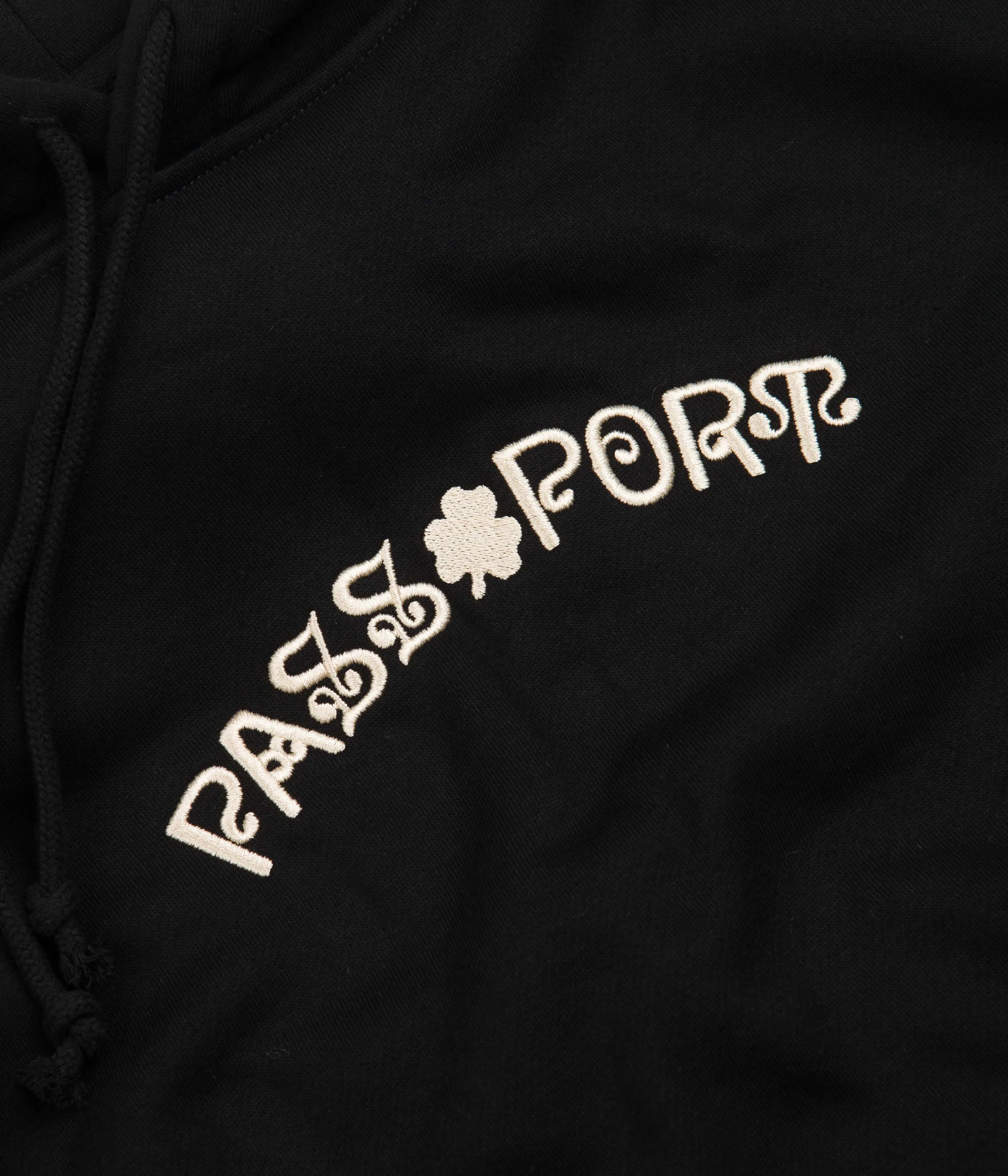 Pass Port Sham Embroidery Hoodie - Black