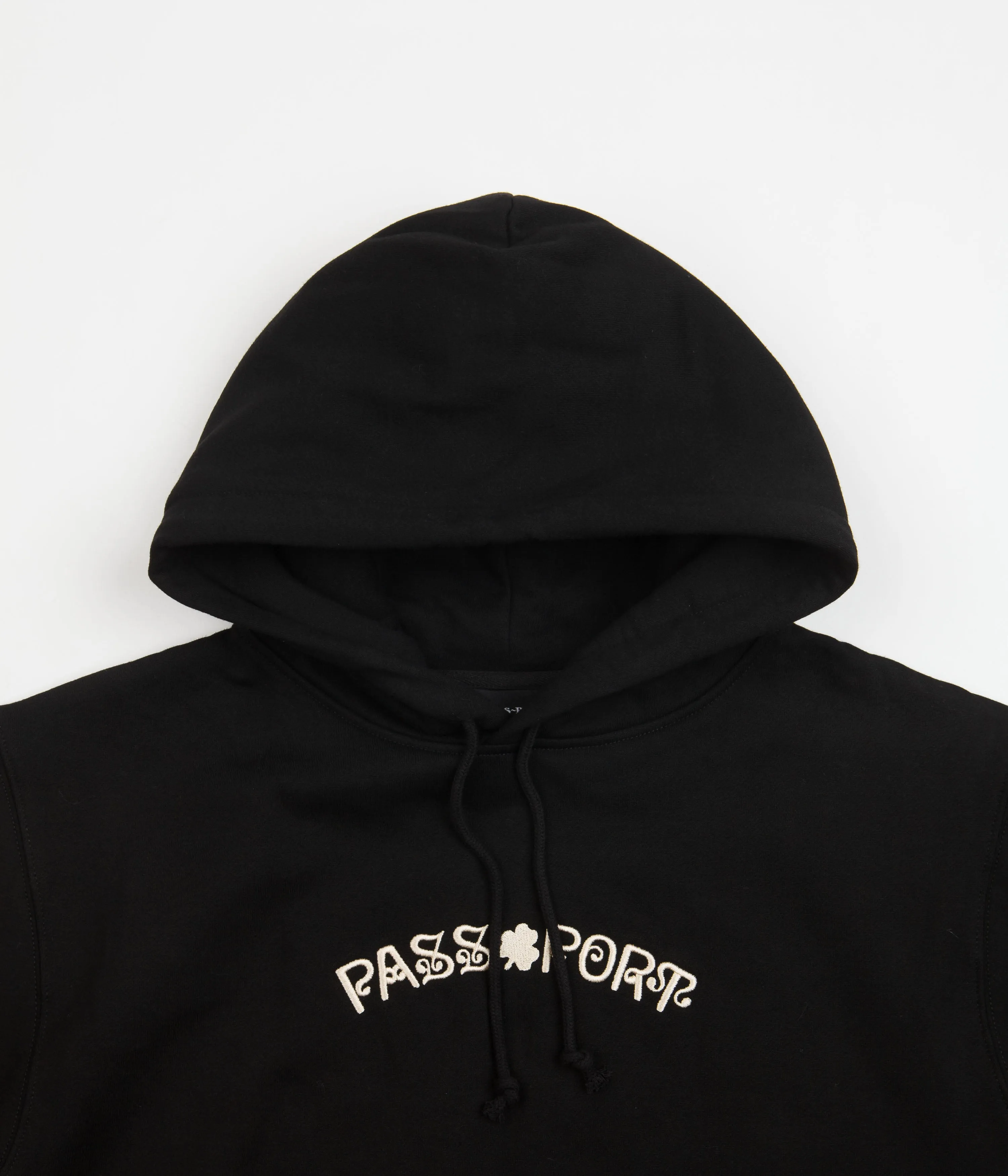 Pass Port Sham Embroidery Hoodie - Black