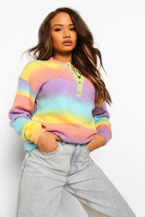 Pastel Ombre Button Through Sweater