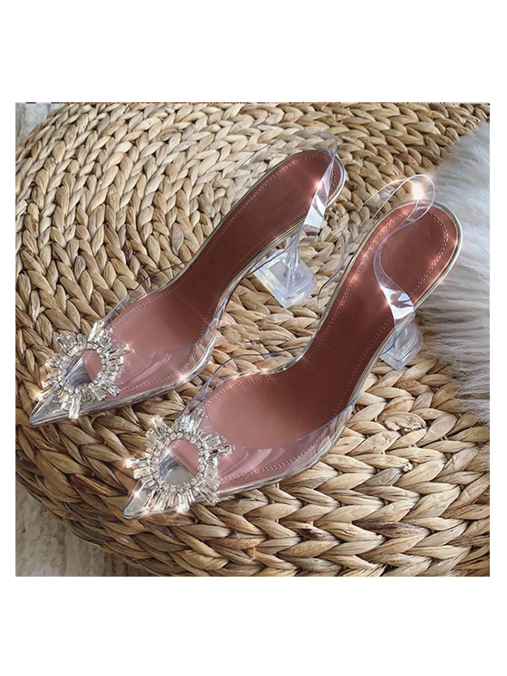 Peep Toe Crystal Clear Heels