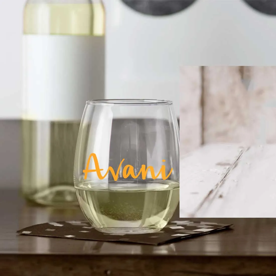 Personalized Stemless Wine Glass for Wines Whiskey Gin Multipurpose Bar Glasses - Add Name