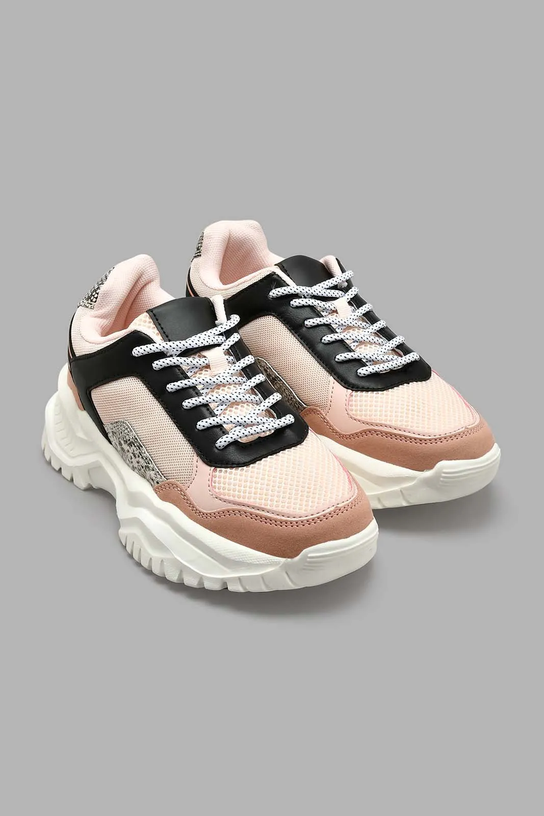 Pink Lace-Up Chunky Sneaker